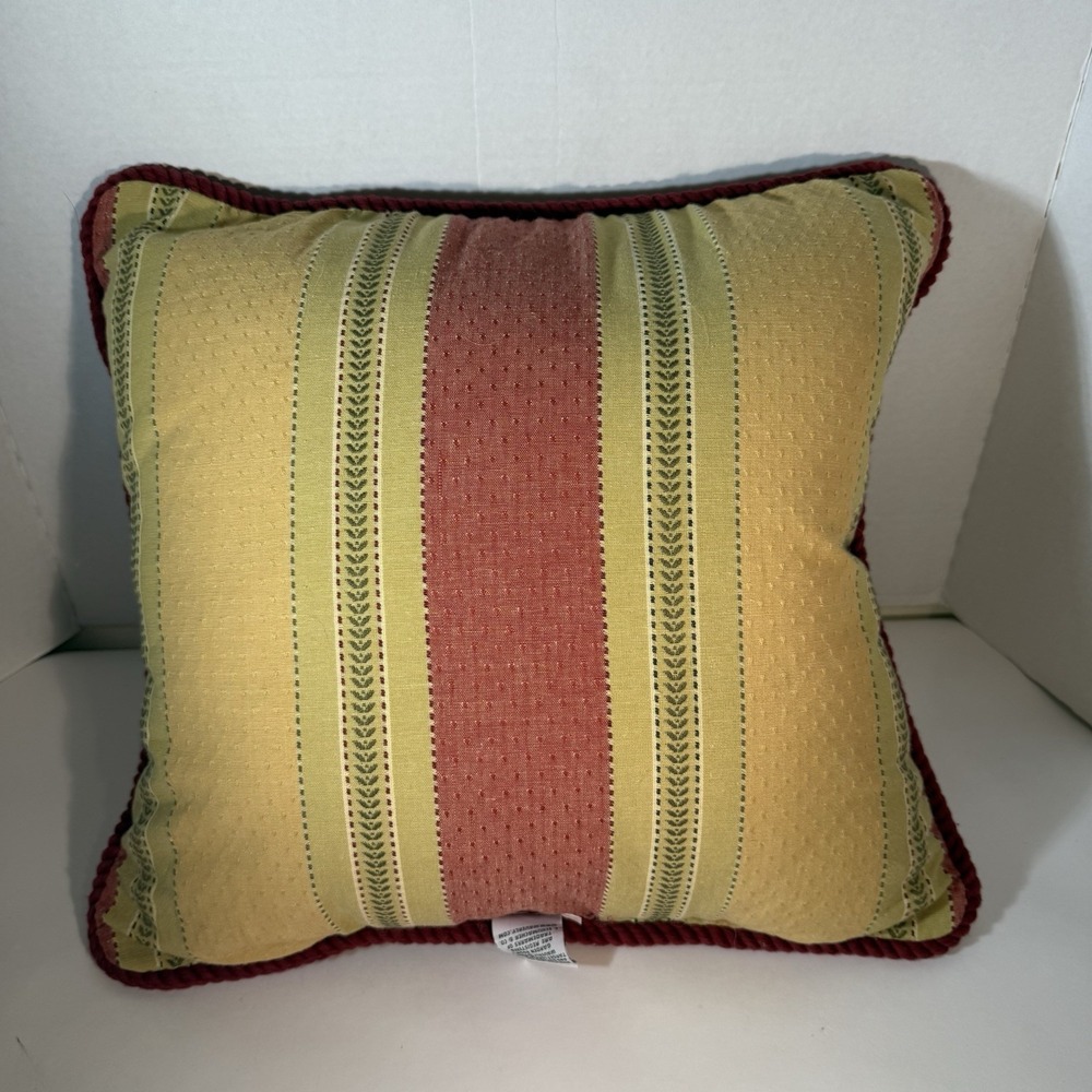 Waverly Capulet Stripe Upholstery Fabric Jacquard Cotton Pillow Gold Red 17x17 - Picture 6 of 9